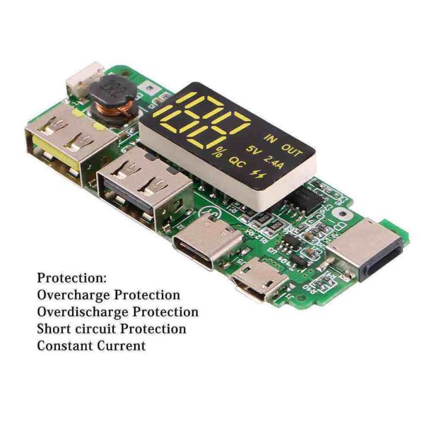 LED Dual USB 5V 2.4A Micro or Type-C USB Mobile Power Bank 18650 Charging Module Lithium Battery Charger Board Circuit Protection - Image 4