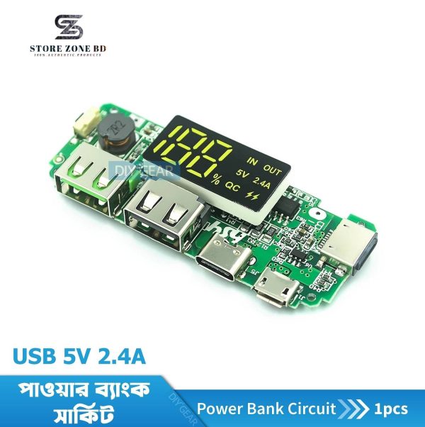 LED Dual USB 5V 2.4A Micro or Type-C USB Mobile Power Bank 18650 Charging Module Lithium Battery Charger Board Circuit Protection