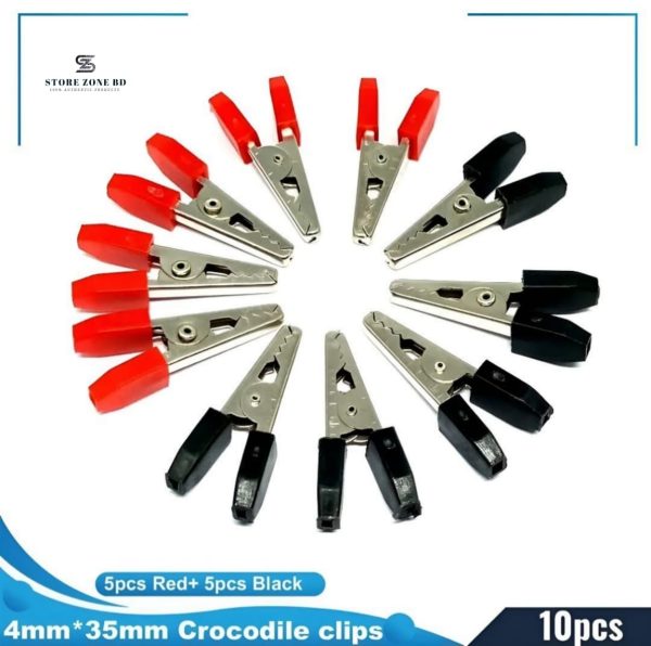 10pcs- Crocodile clips Alligator clips for Electronics work Red and Black