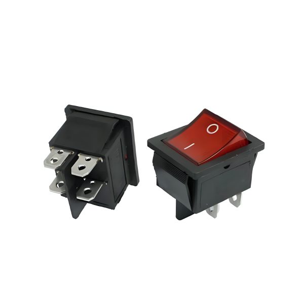 KCD4 DPST 16A 220v AC Illuminated Pure Cupper Rocker Switch ON-OFF 2 Position 4 Pins(1pcs)