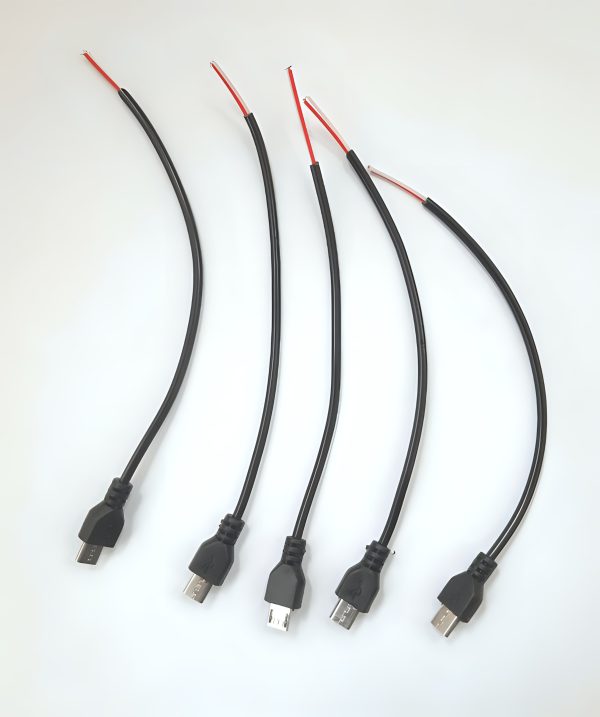 Cables With Type B Male USB Cable Connector Open Cables Ends USB 2.0 Connector Charging Cable 2 Wire Micro USB Male Jack Power Supply Cable 2 Pin Wire Micro USB Plugs Sockets(5pcs) - Image 2