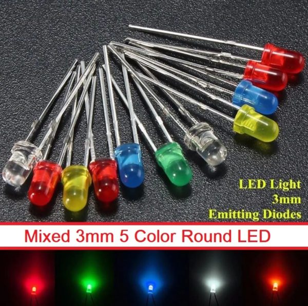 High Quality - 3mm LEDs Light Emmitting Diode Round ASARDED MIX CLOSER 3V input -25 piece Multicolored - Easy to Use And Maintain - Image 3