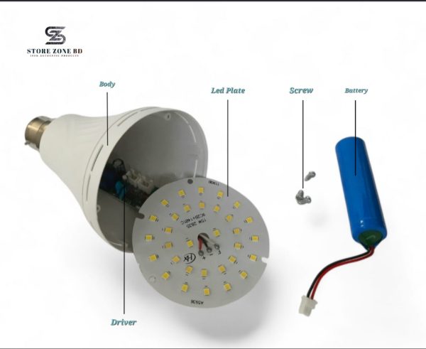 AC/DC 15watt backup led light with high quality battery, long time backup with control board,  B22 (Pin) / E27(Patch) - Image 3