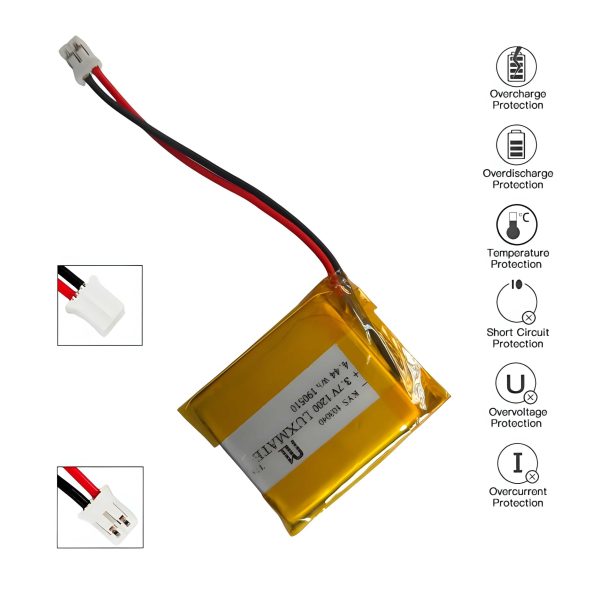 3.7V 1200mAh 783448 Lipo Battery with JST Connector - Reliable Rechargeable Power Solution for Various Devices Secure Connection